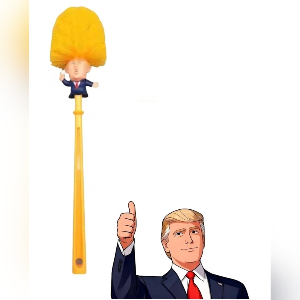 Donald Trump Novelty Toilet Brush with Yellow Bristles